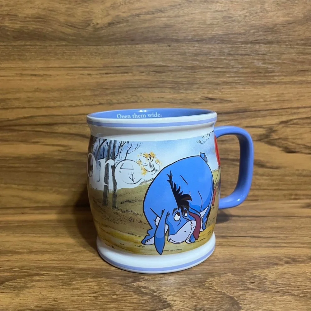 Disney Store Eeyore Winnie The Pooh Large Coffee Mug Cup Sad tree red balloon
